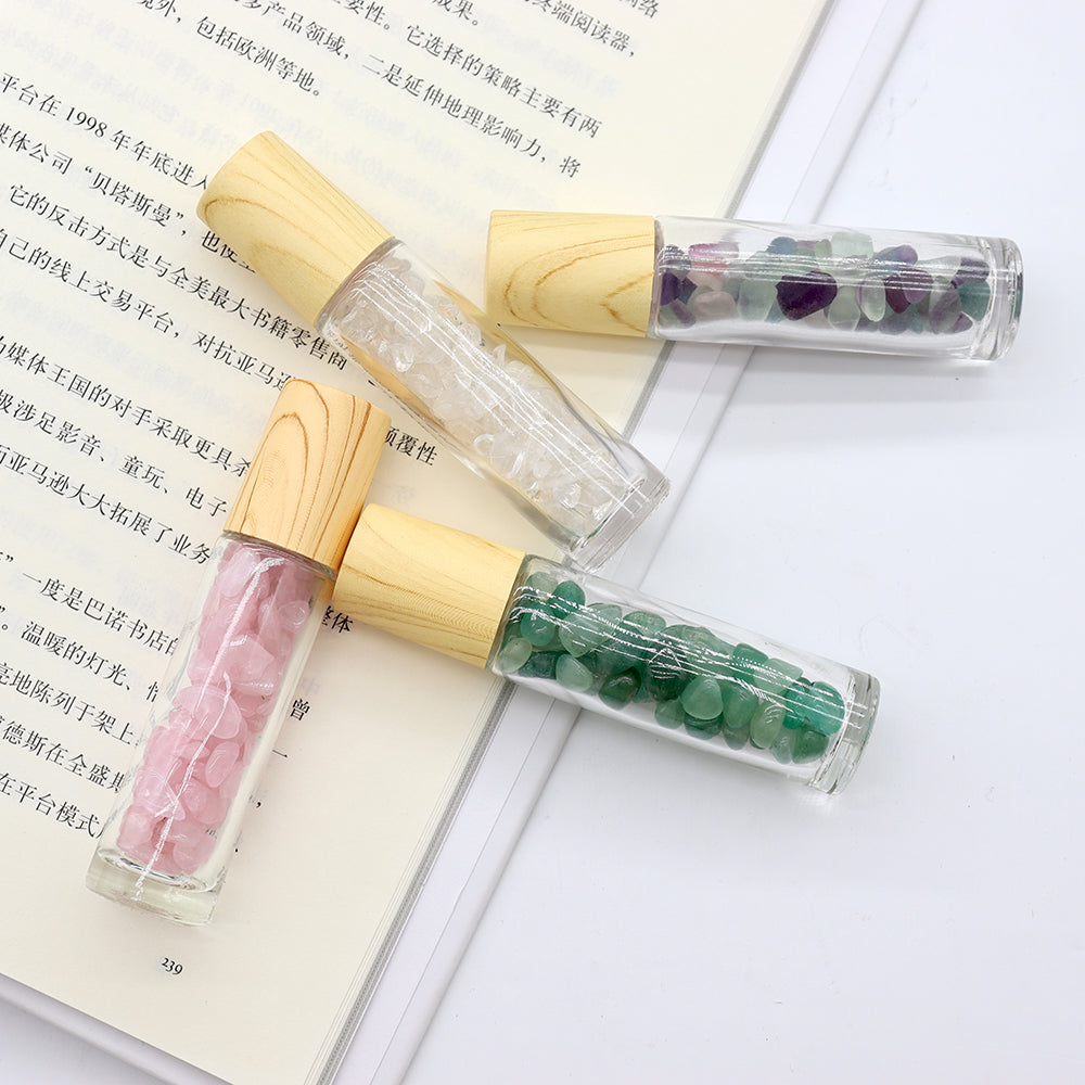Crystal Oil Rollers with Natural Healing Stones for Chakra Wellness