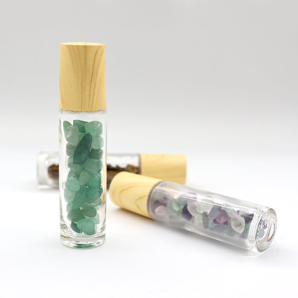 Crystal Oil Rollers with Natural Healing Stones for Chakra Wellness