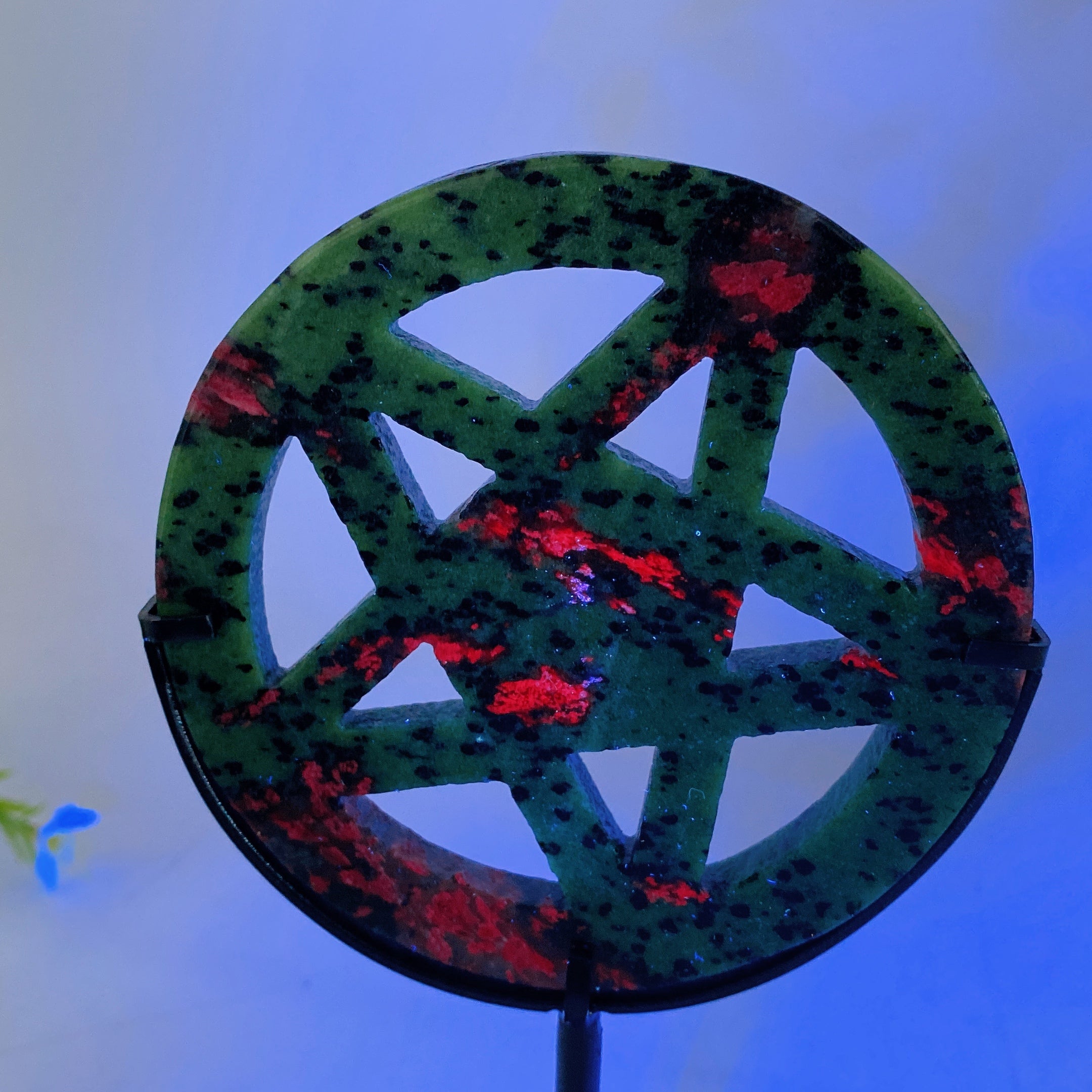 Crystal Pentacle Carving 3.8" with Stand for Healing