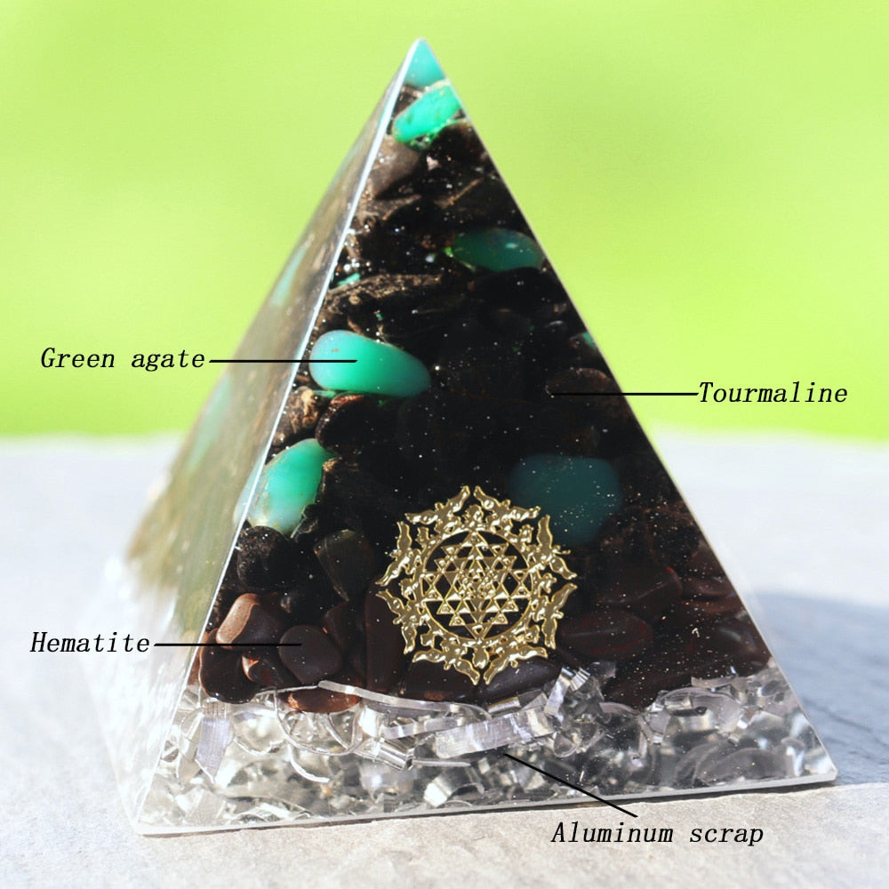 Crystal Protector Orgone Pyramid with Black Tourmaline