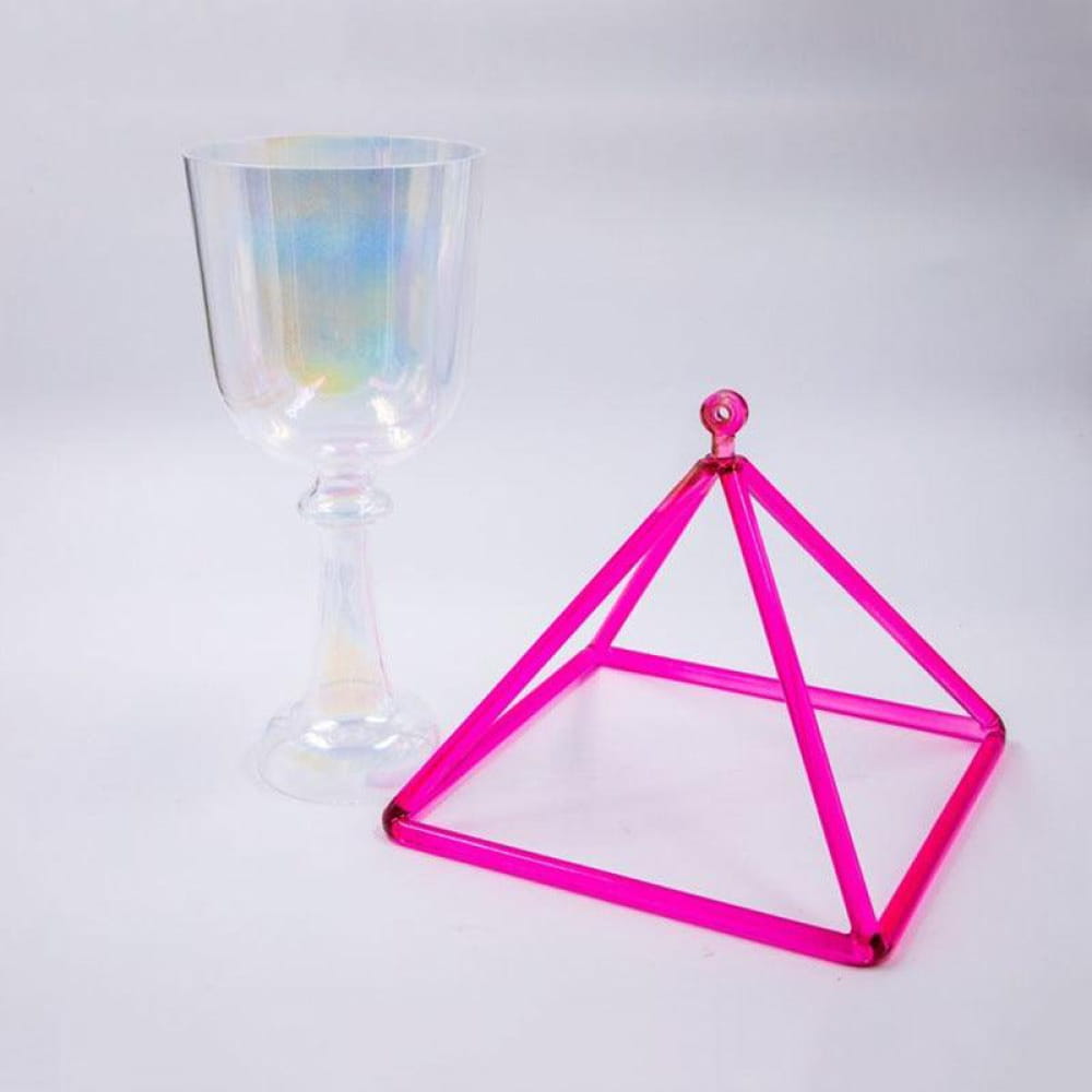 Hot pink geometric pyramid frame for Chakra meditation and sound healing