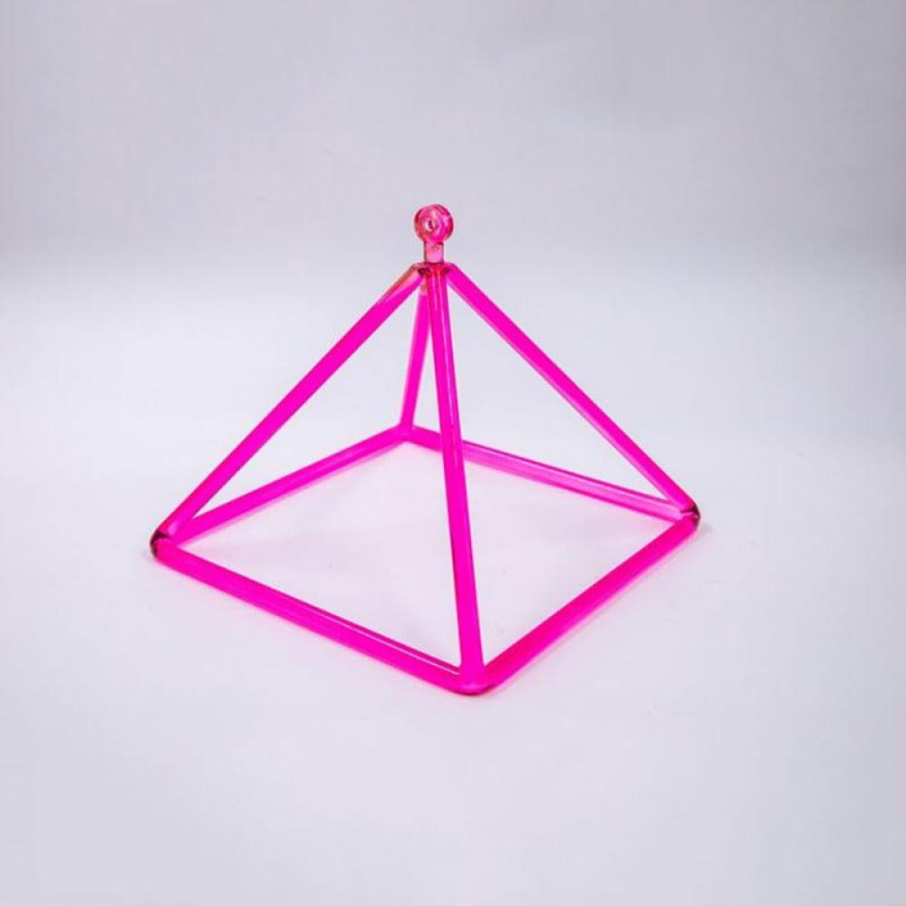 Hot pink transparent pyramid frame with ball for Chakra Meditation and Sound Healing