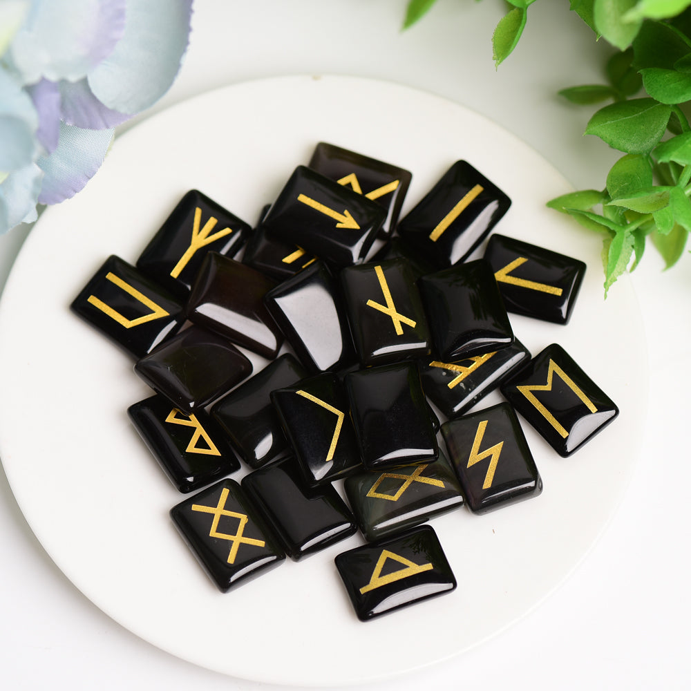 Crystal Runes Palm Stones Set - Healing Touchstones