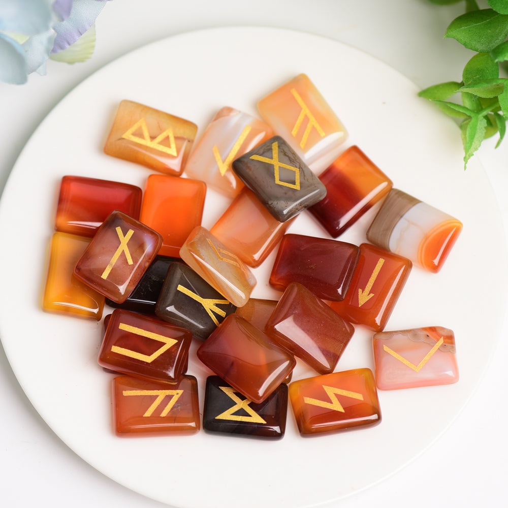 Crystal Runes Palm Stones Set - Healing Touchstones