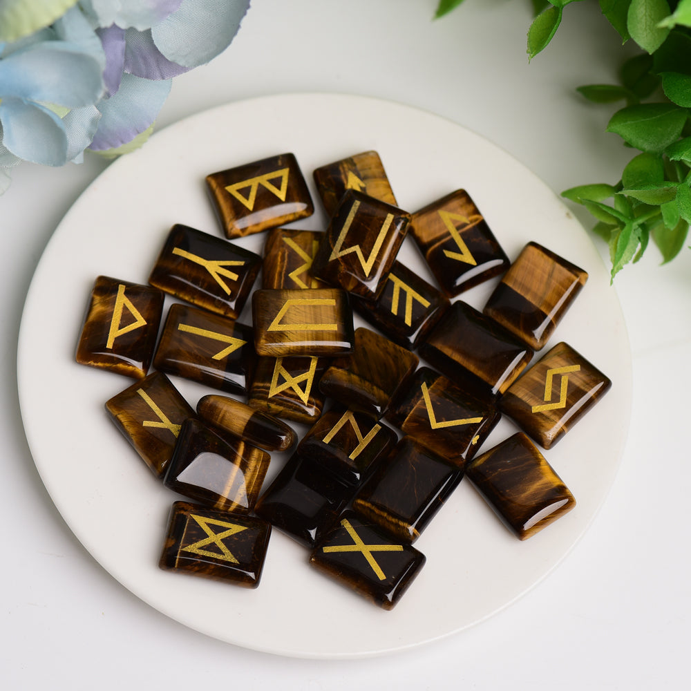 Crystal Runes Palm Stones Set - Healing Touchstones