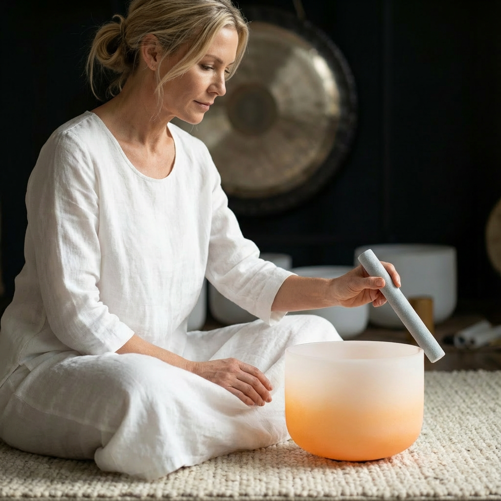 Crystal Singing Bowl - Sacral Chakra D Note Meditation Bowl