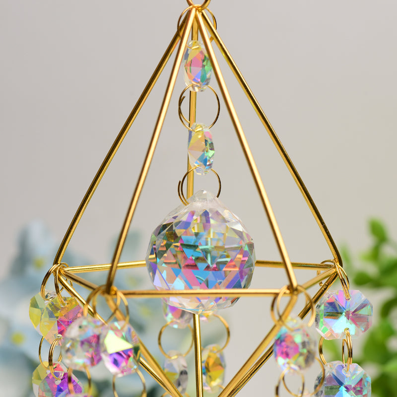 Crystal Suncatcher Hanging Ornament with Rainbow Prisms