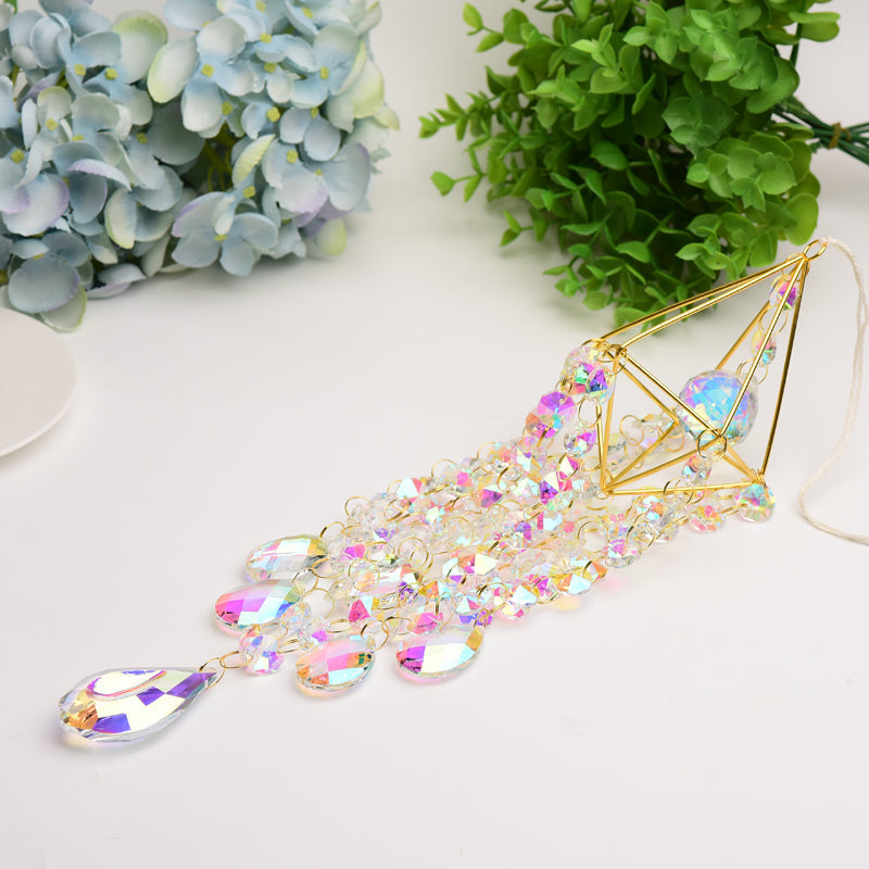 Crystal Suncatcher Hanging Ornament with Rainbow Prisms