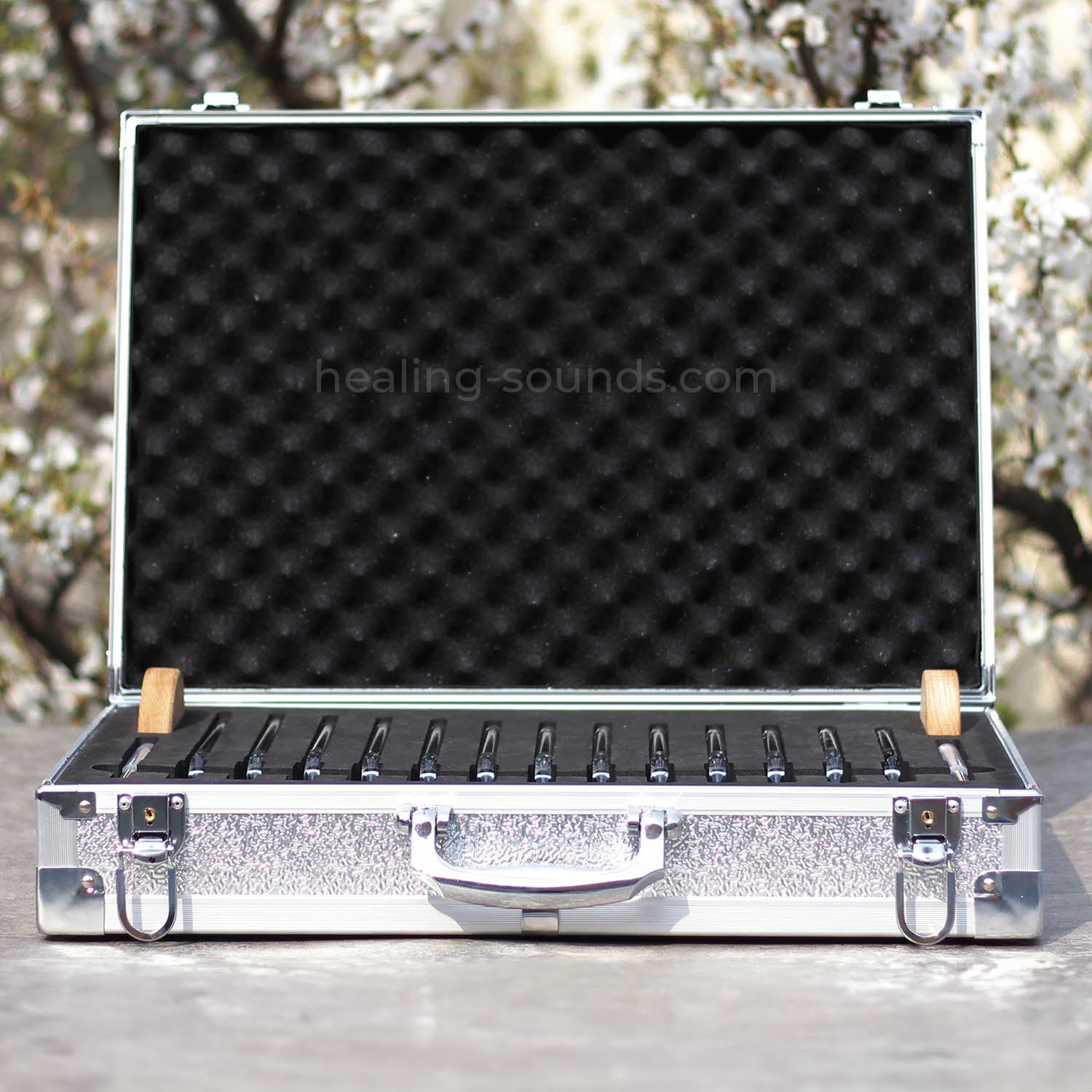 432 Hz Clear Crystal Tuning Fork Set with Box - 13pc - 10 mm