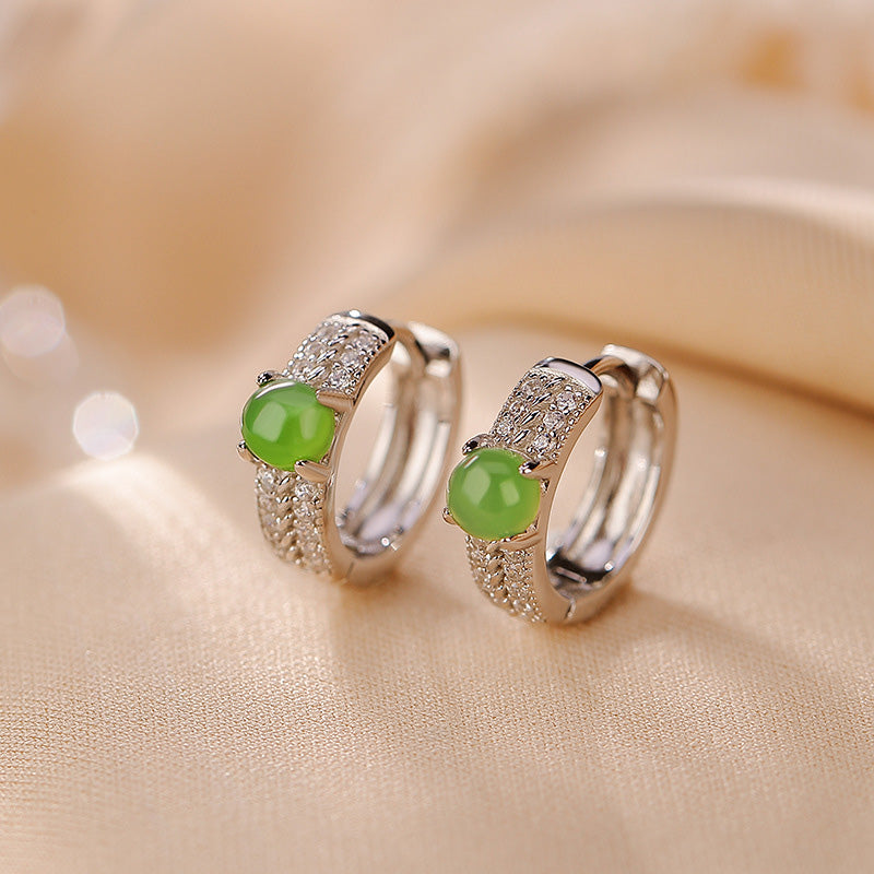 Cyan Jade 4mm Success Stud Earrings in Sterling Silver