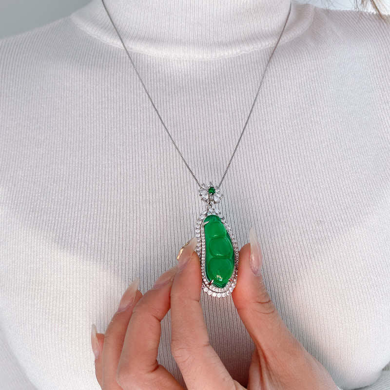 Cyan Jade Luck Necklace Pendant for Success & Healing