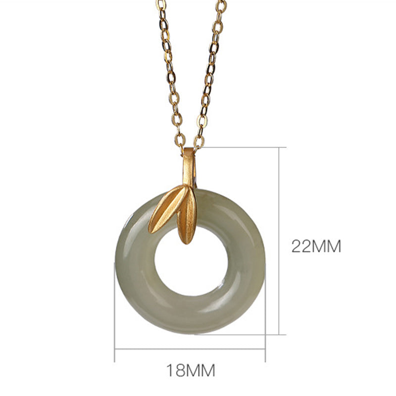 Cyan Jade Sterling Silver Peace Buckle Necklace for Harmony