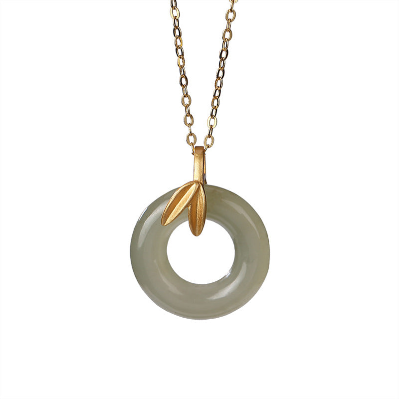 Cyan Jade Sterling Silver Peace Buckle Necklace for Harmony