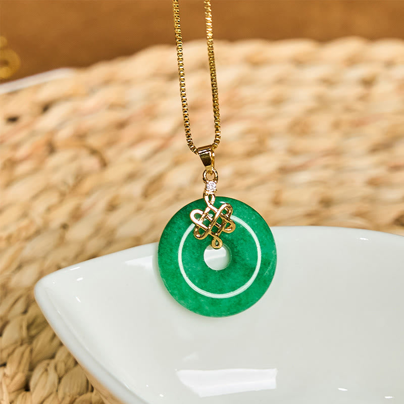 Cyan Jade Success Peace Buckle Pendant Necklace