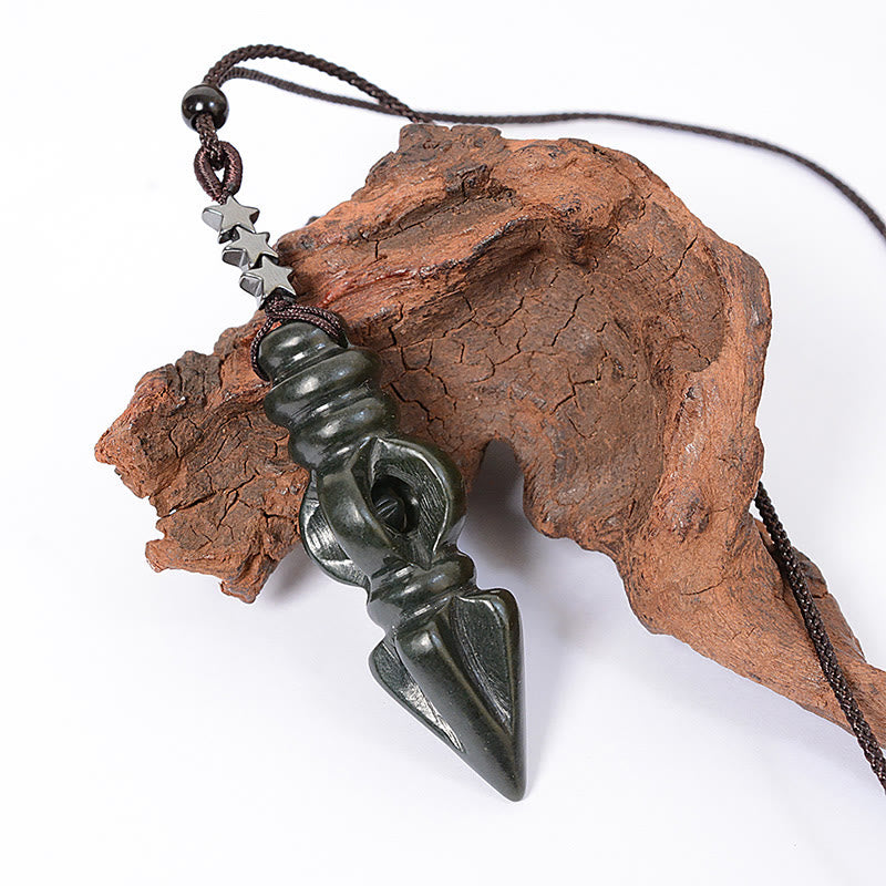 Cyan Jade Vajra Star Harmony Necklace 62cm Unisex