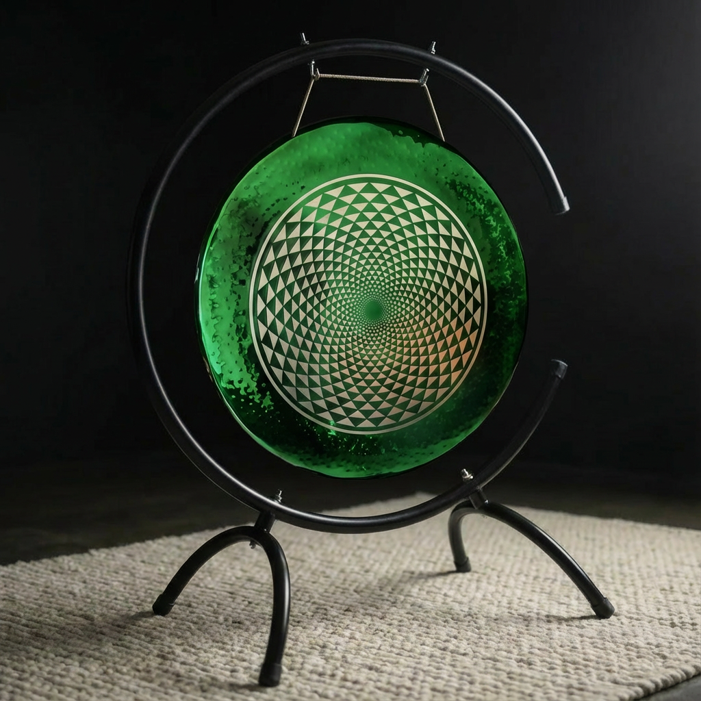 Green Geometry Gong Instrument for Sound Relaxation
