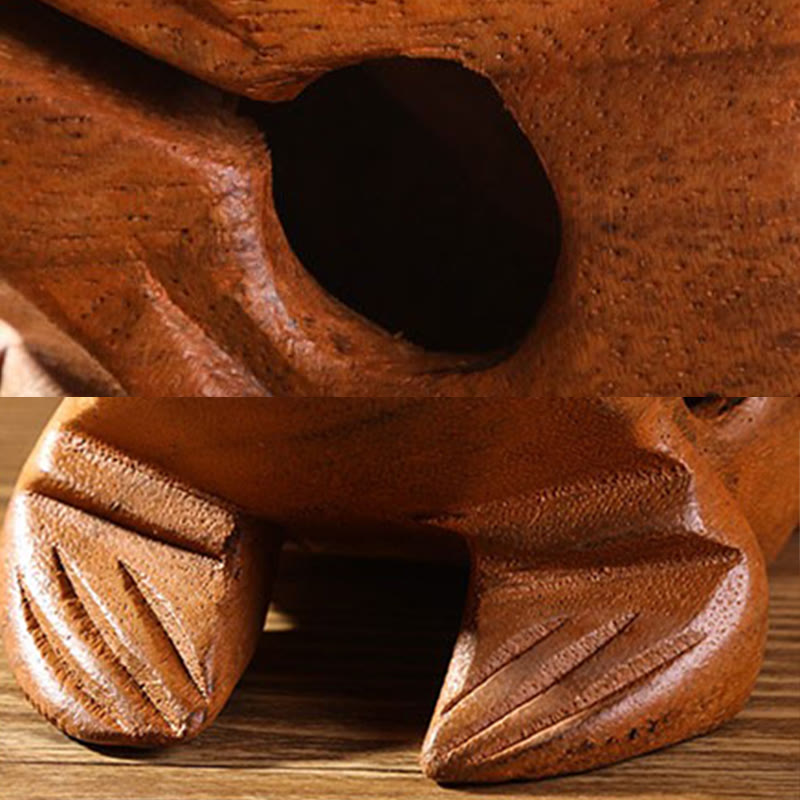 Miniature Feng Shui Wealth Luck Frog Decoration 6.5cm Wood