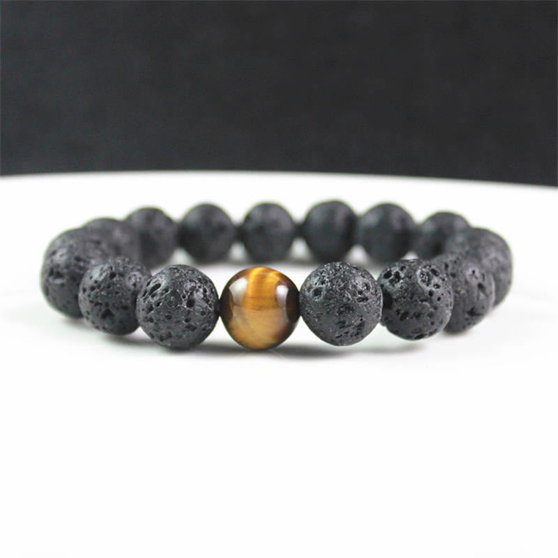 10mm Lava Rock Tiger Eye Peace Healing Bracelet