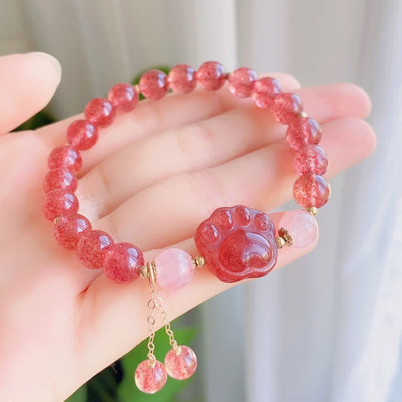 8mm Strawberry Quartz Love Bracelet for Healing & Euphoria