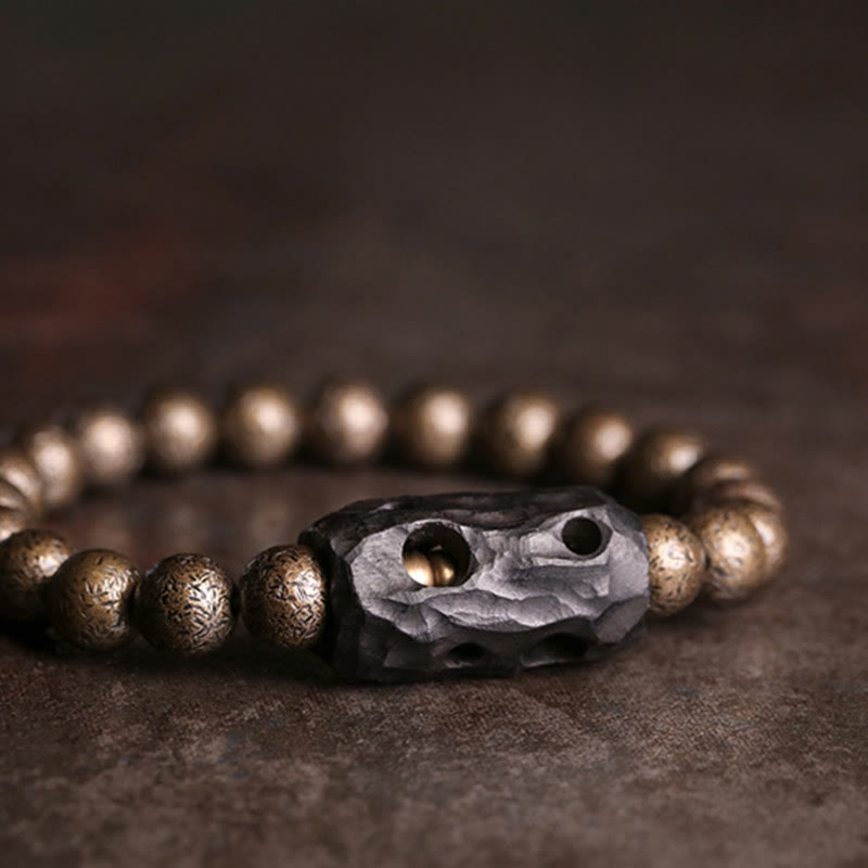 Unisex Ebony Wood Copper Balance Spiritual Bracelet 15cm