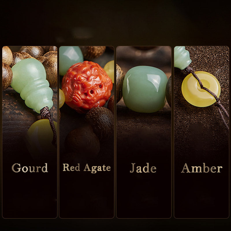 8mm Agarwood Jade Wood Mala Beads Bracelet for Balance