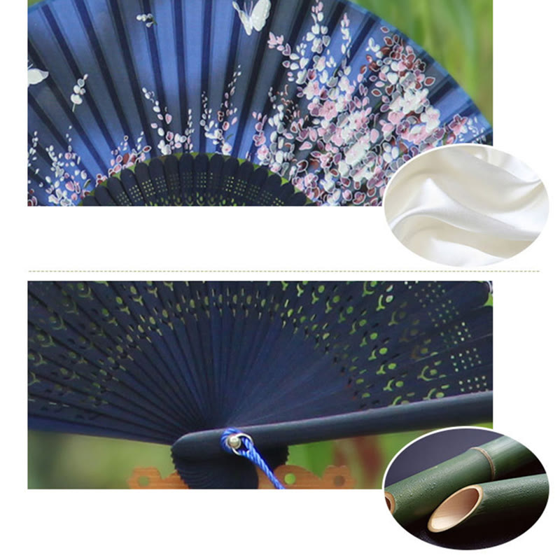 Butterfly Flowers Eco-Friendly Bamboo Handheld Fan