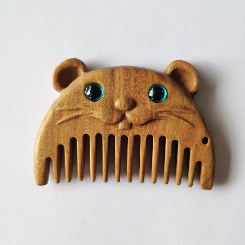 Chinese Zodiac Green Sandalwood Mini Peace Comb