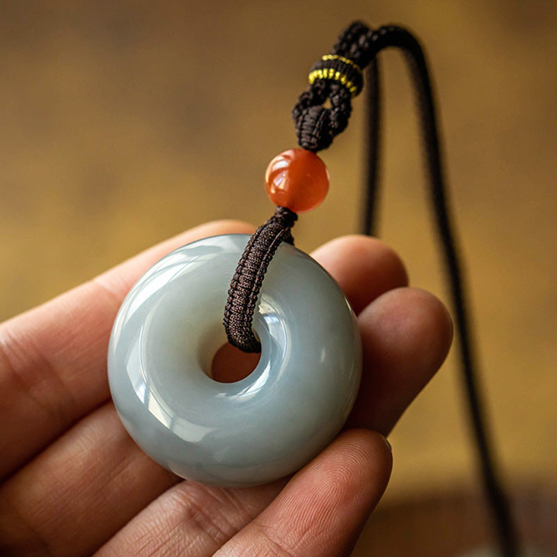 Natural Gray Jade Luck Necklace | Peace & Prosperity Pendant