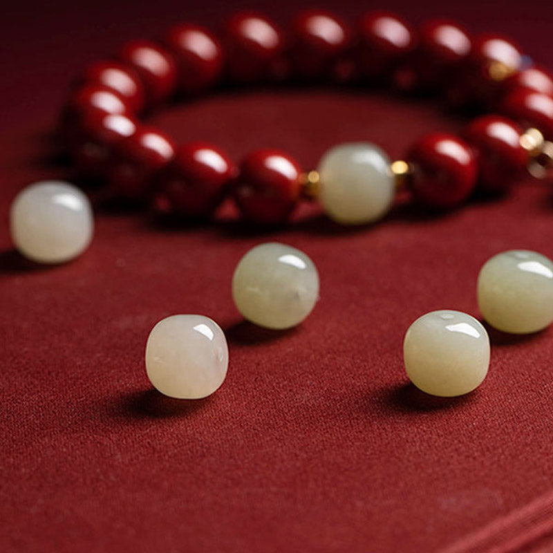 Cinnabar Jade Protection Bracelet 6mm Healing Charm Unisex