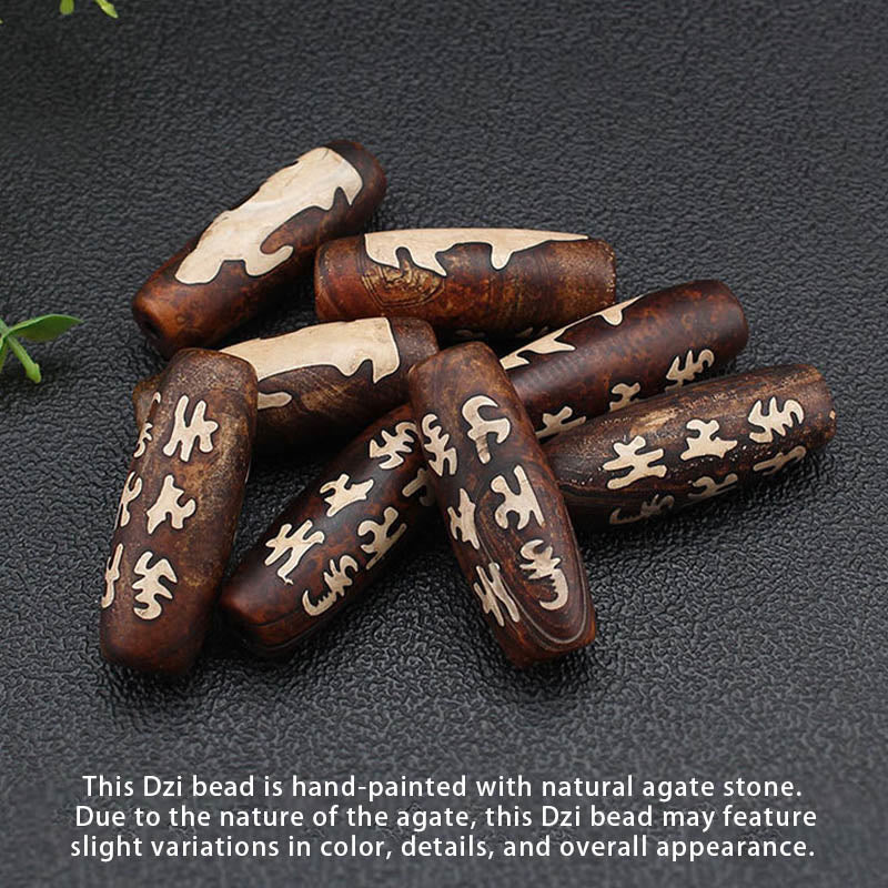 Om Mani Padme Hum Dzi Bead Necklace with Avalokitesvara Pattern