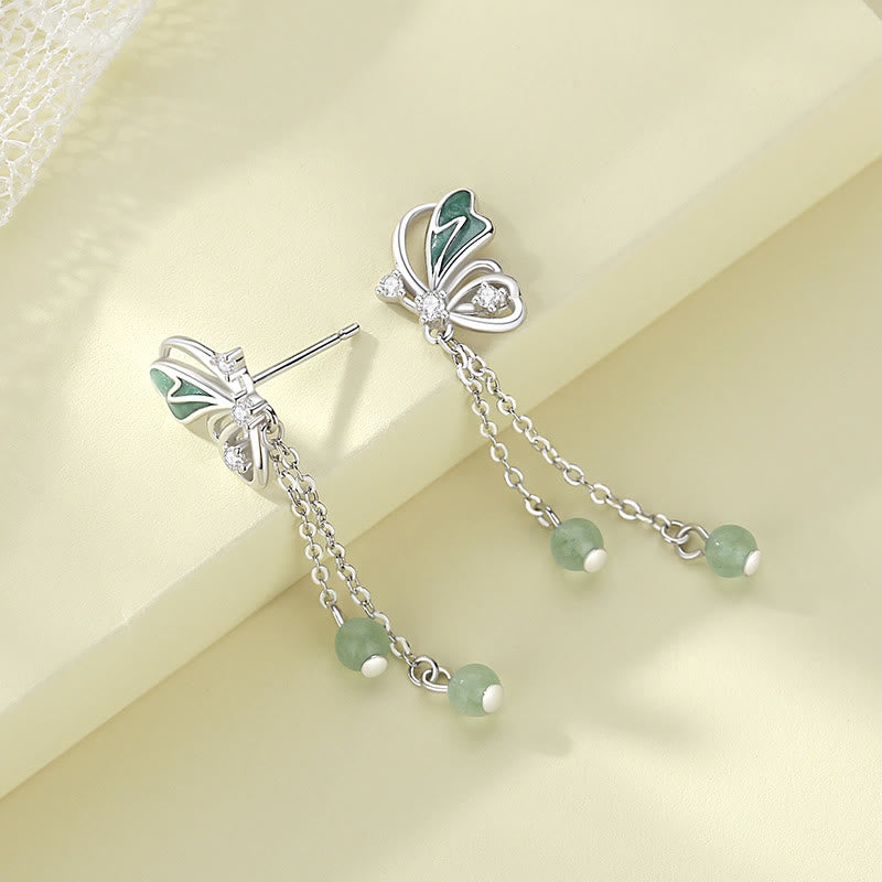 Green Aventurine Butterfly Necklace & Earrings Set