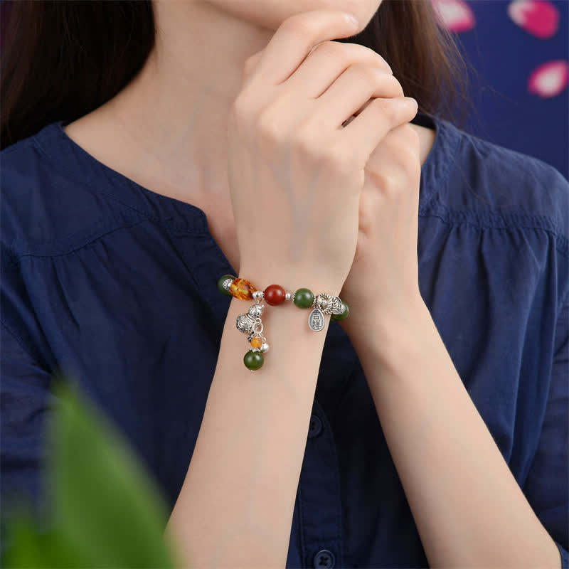9mm Hetian Cyan Jade Success Healing Bracelet Unisex