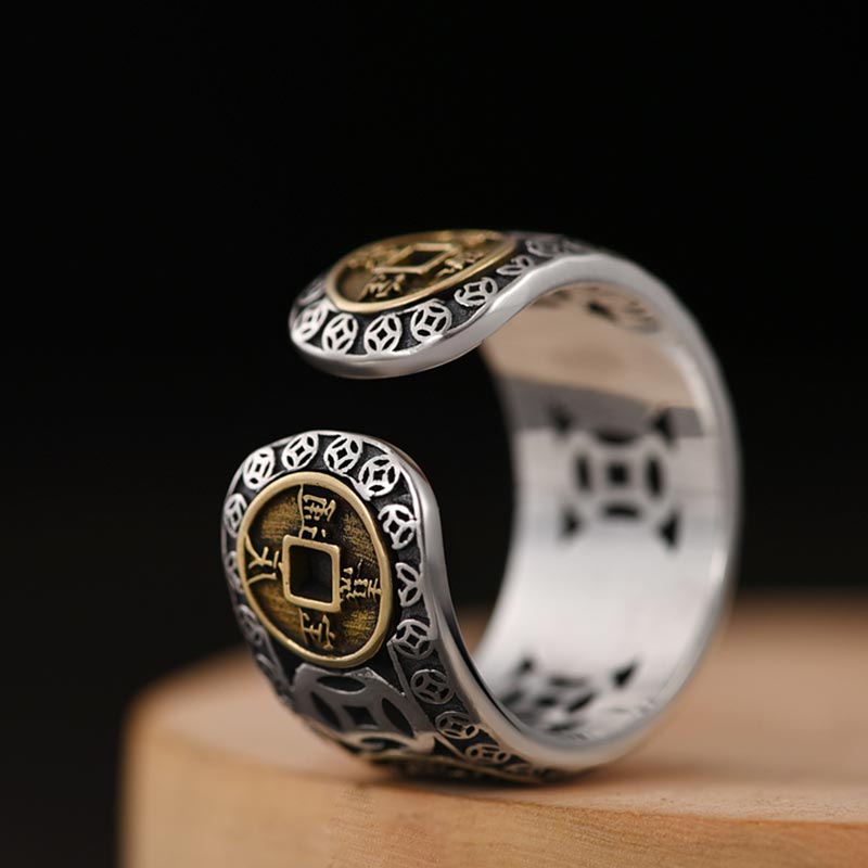 Five-Emperor Coins Adjustable Spiritual Ring | Protection & Balance