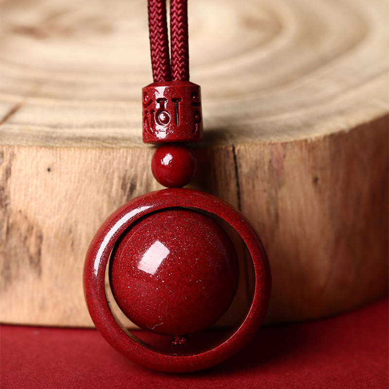 Cinnabar Om Mani Padme Hum Necklace for Blessing & Luck