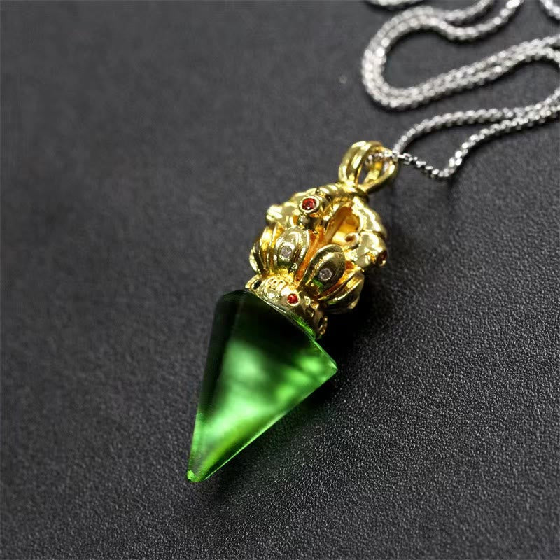 Liuli Crystal Dorje Vajra Spiritual Strength Necklace