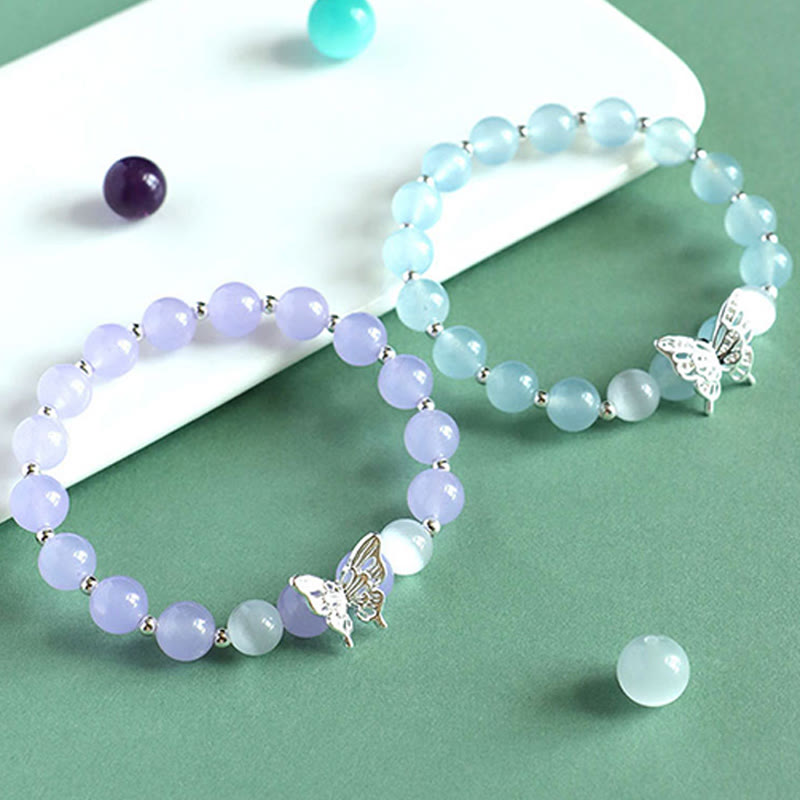 Blue Chalcedony Butterfly Energy Spiritual Bracelet