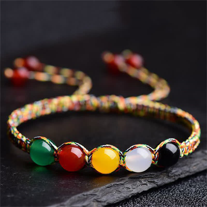 Colorful Agate Five Elements 8mm String Bracelet