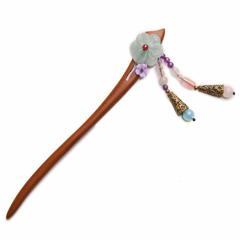 Red Sandalwood Amethyst Aventurine Protection Hairpin Chinese Style