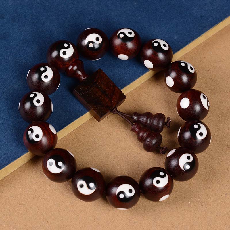 Small Leaf Red Sandalwood Yin Yang Bracelet 20mm