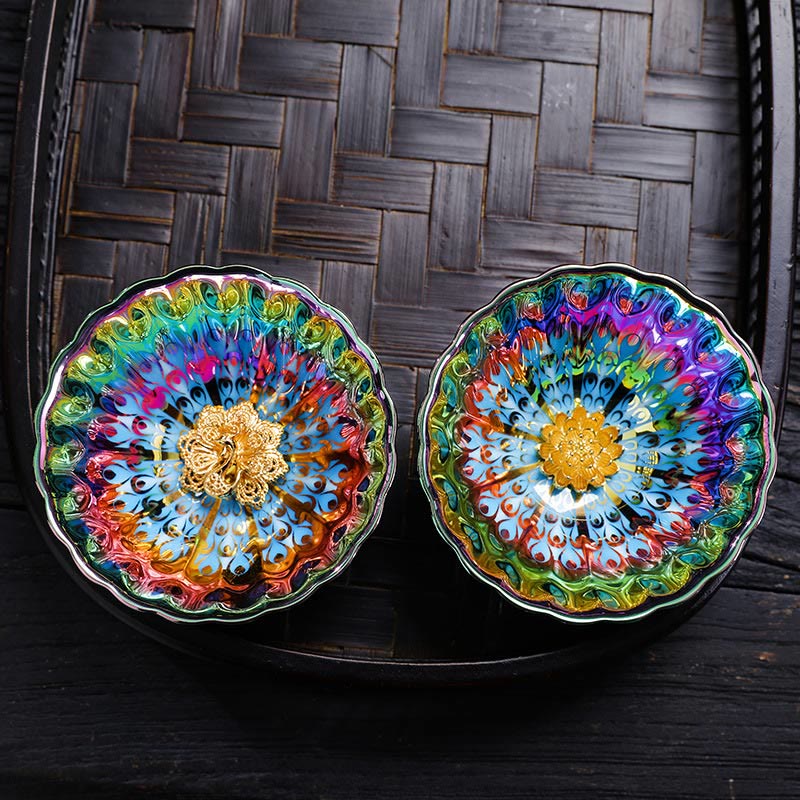 Vivid Peacock Jian Zhan Ceramic Tea Cup 110ml