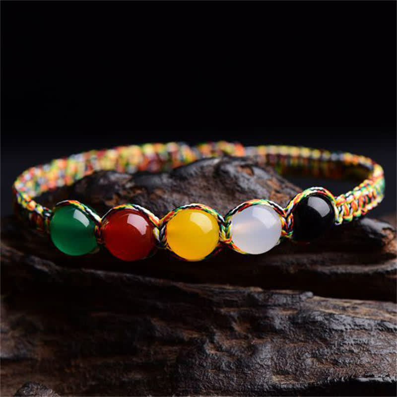 Colorful Agate Five Elements 8mm String Bracelet