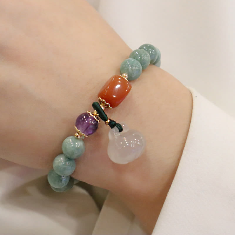 Healing Jade Bracelet with Cyan Jade & Amethyst for Harmony