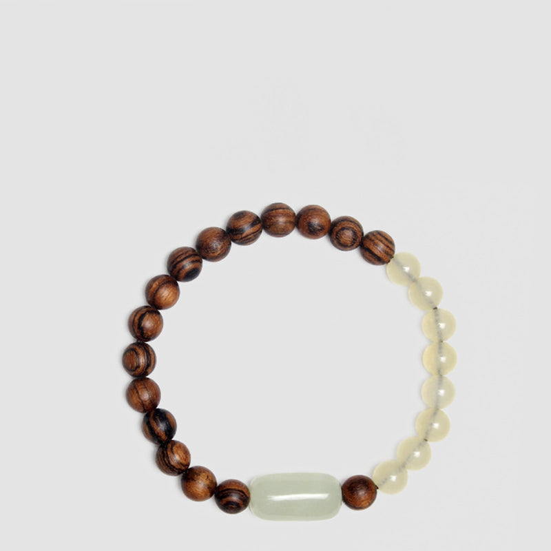 8mm Jade Sandalwood Mala Luck Abundance Bracelet