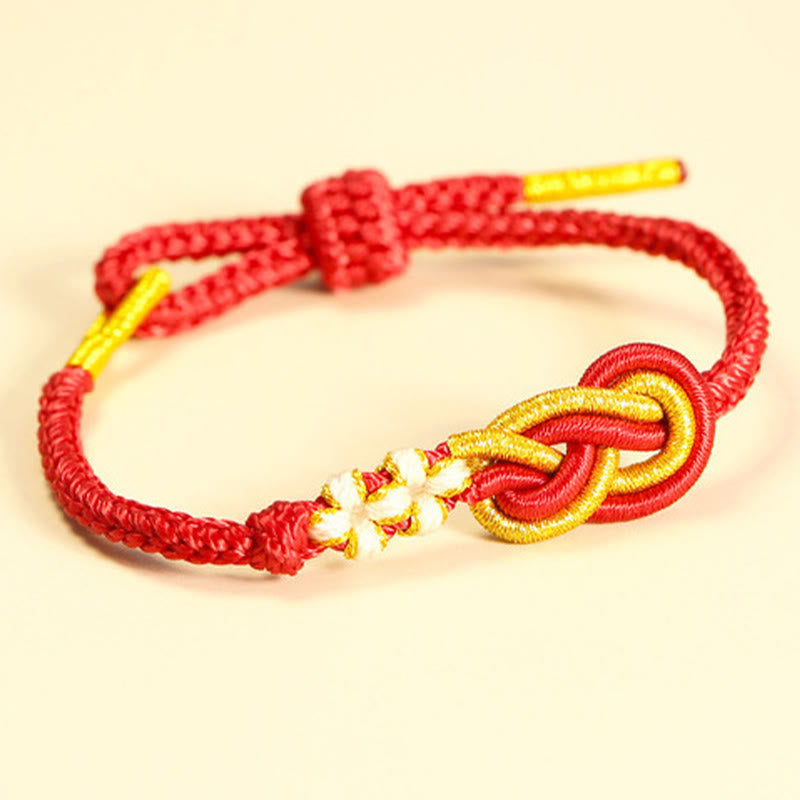 Handcrafted Eight Thread Red String Peace Knot Bracelet