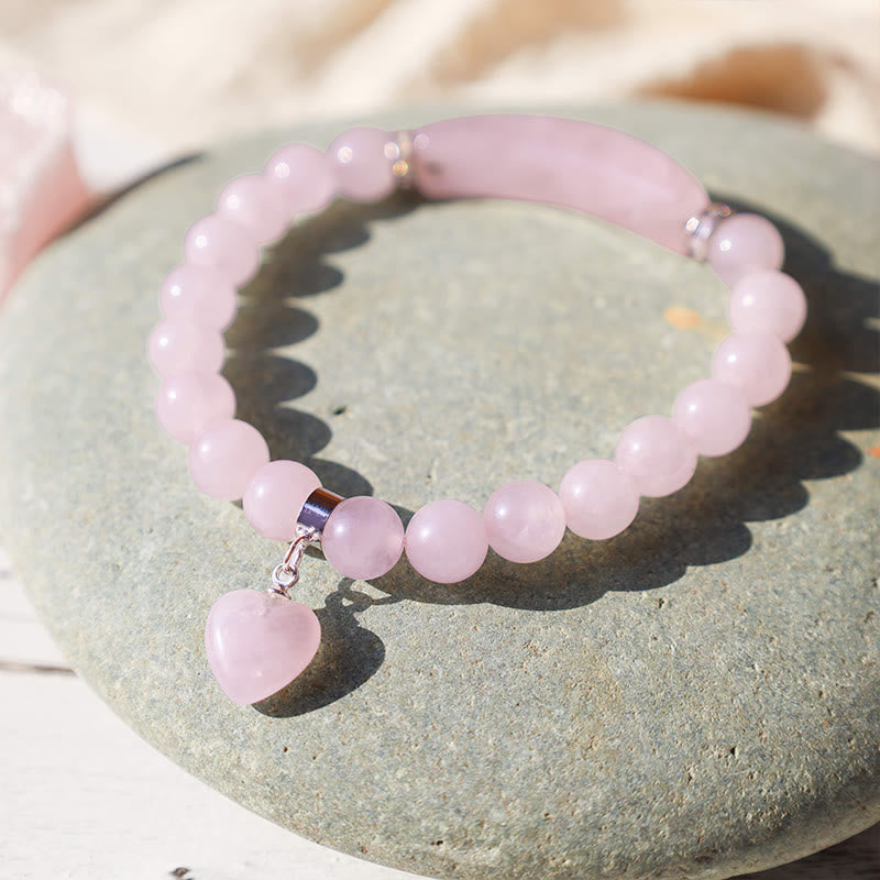 8mm Clear Quartz Love Heart Healing Bracelet for Balance