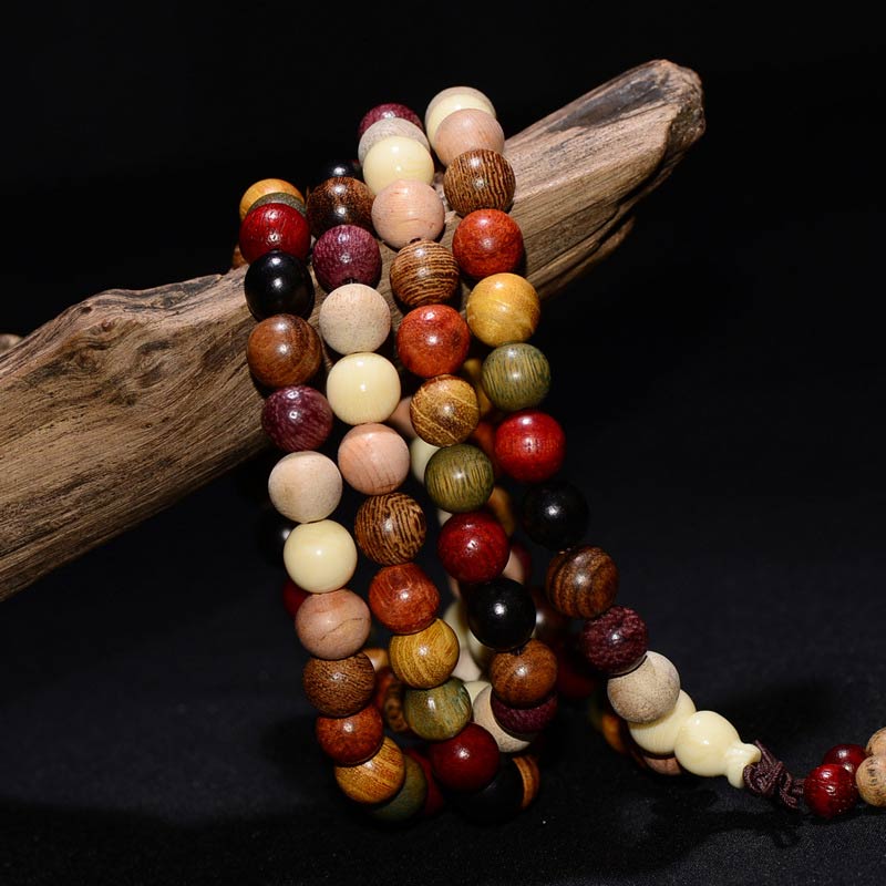 108 Beads Wenge Wood Mala Bracelet for Meditation & Balance