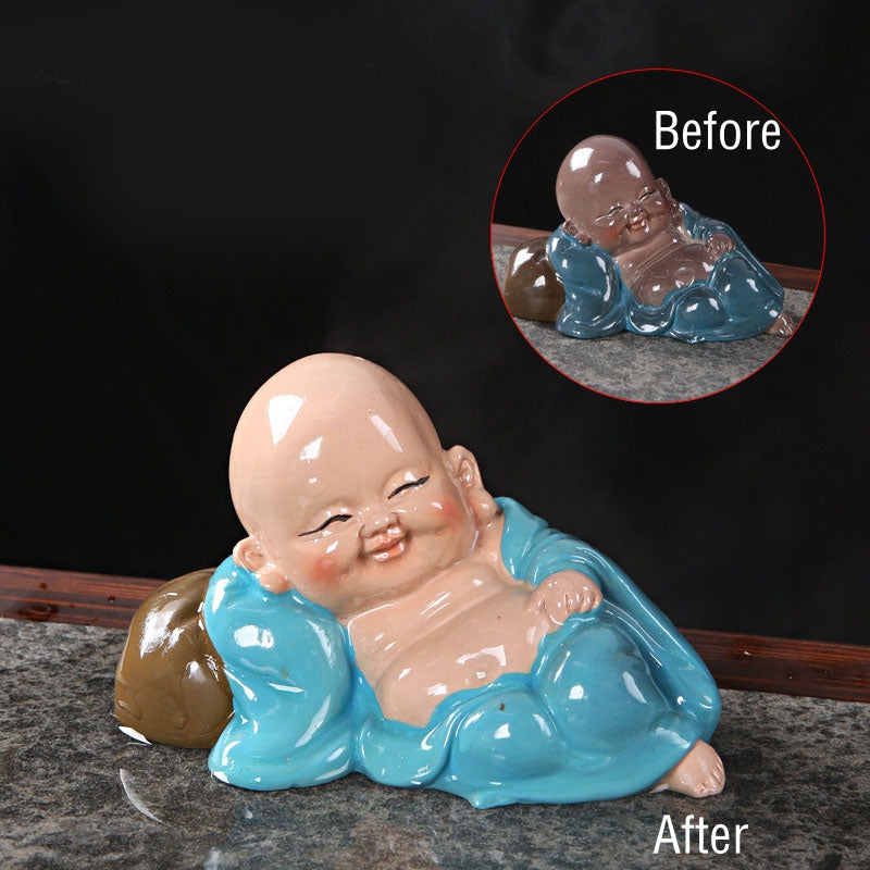 Color Changing Laughing Buddha Resin Tea Pet