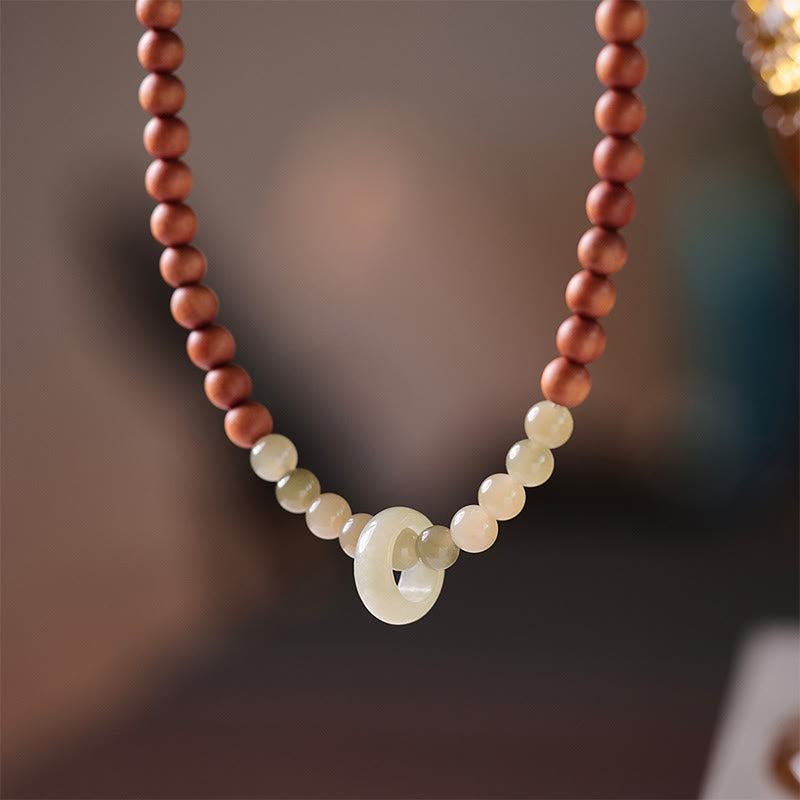 Sandalwood & Hetian Jade Double Wrap Protection Bracelet