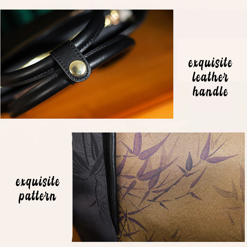 Gold Bamboo Print Vintage Crossbody Bag 31cm