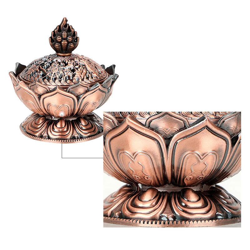 7cm Zinc Alloy Lotus Incense Burner for Meditation